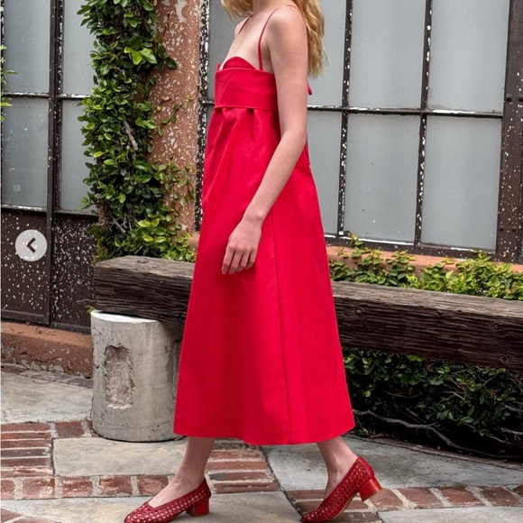 Toit Volant Dresses & Skirts - Red Midi Dress with Spaghetti Straps